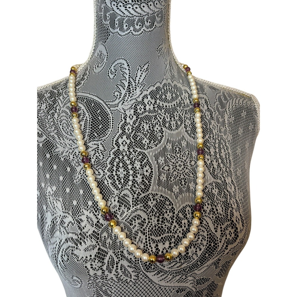 Vintage Marvella Faux Pearl Beaded Necklace 30"